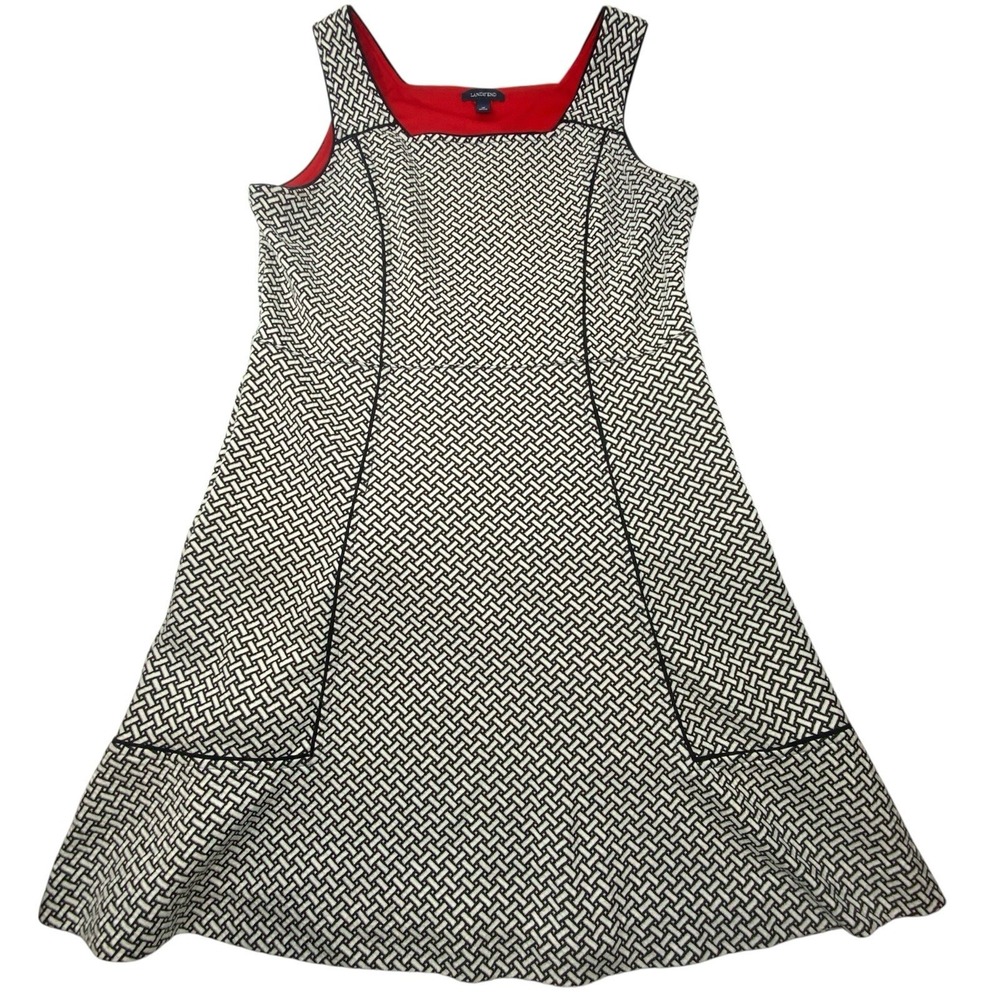 Land's‎ End Swing Dress Womens 16 Sleeveless Black White Casual A-Line Tank